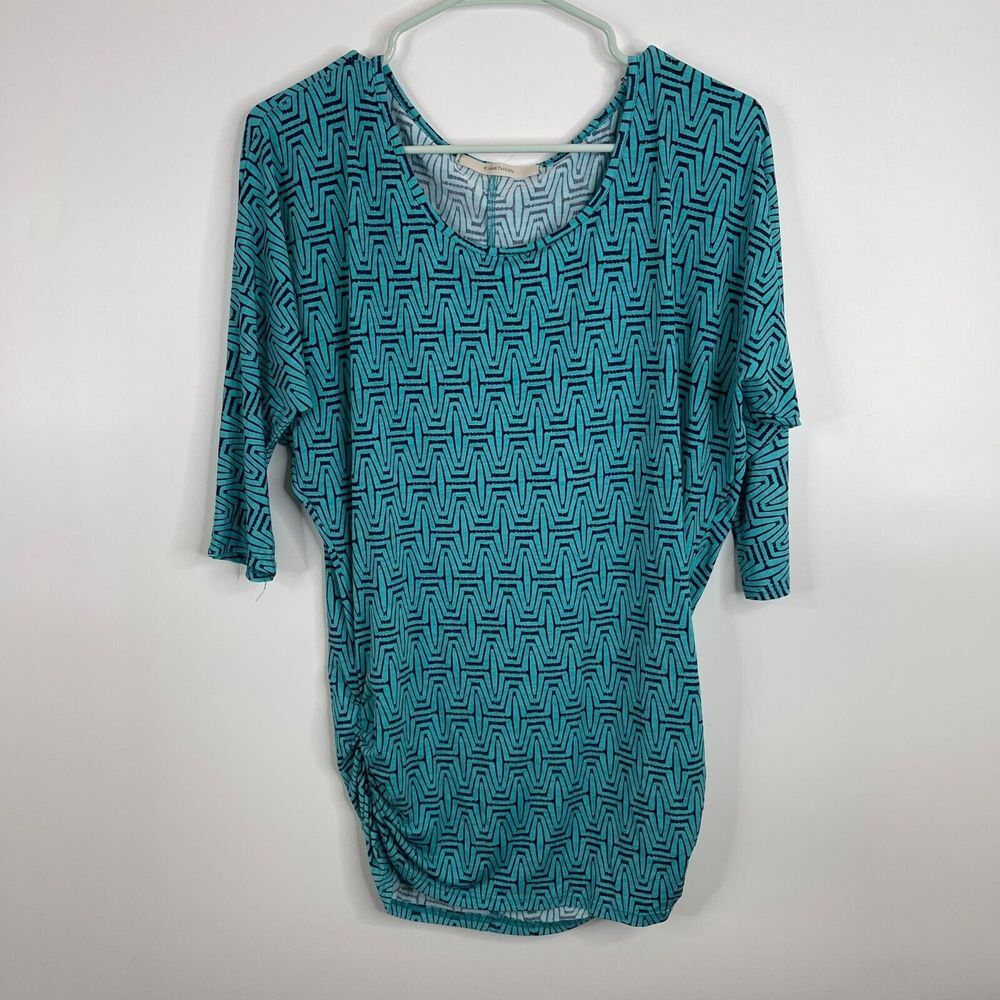 41 Hawthron Womens Blouse Size M 3/4 Sleeve Geometric Pattern Wear to Work